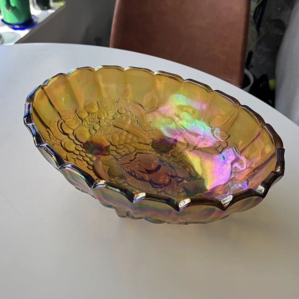 VTG Indiana Carnival Glass Footed Fruit 12